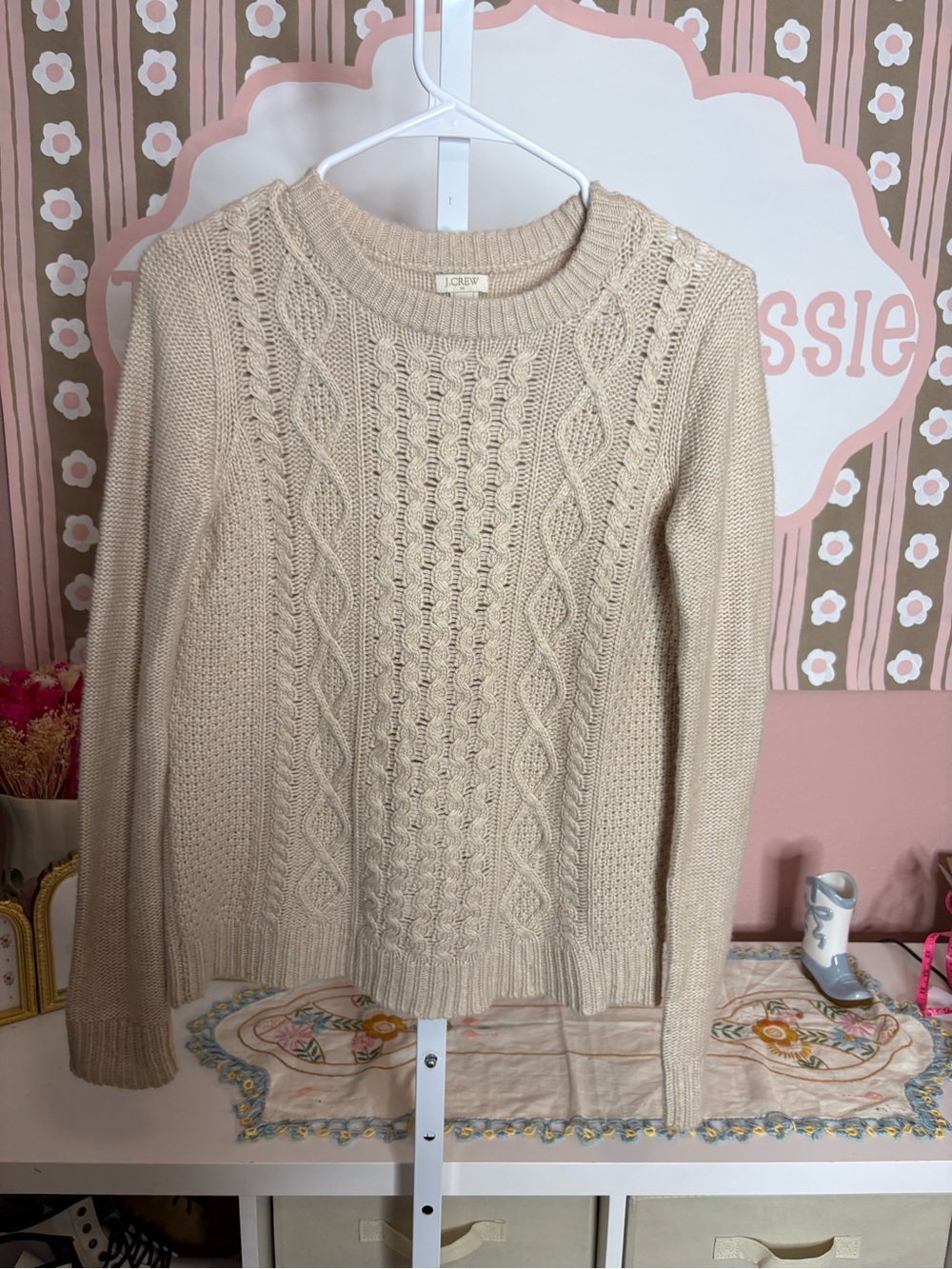 J. Crew Women's Cream Cable-Knit Sweater size XS